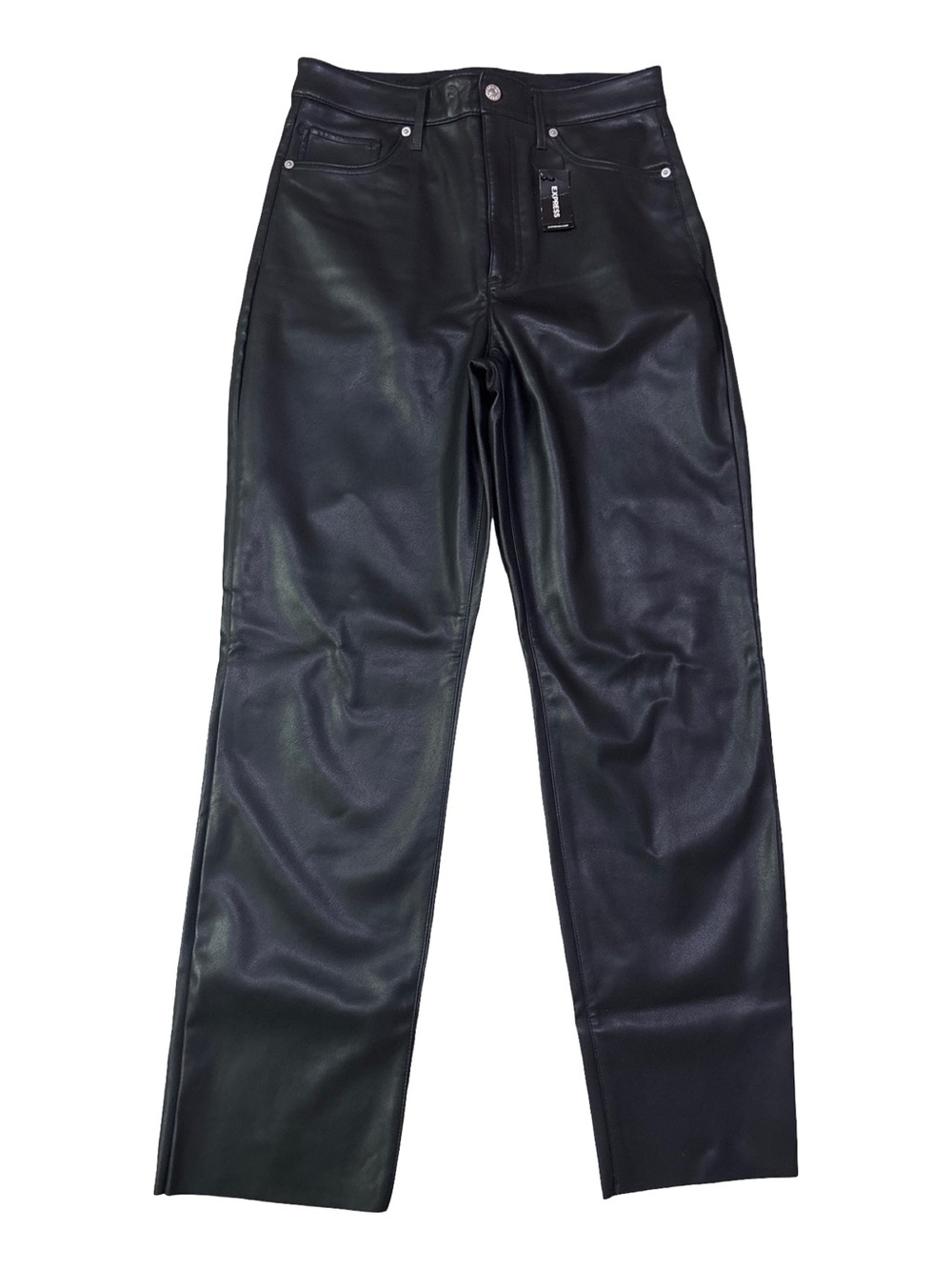 Express Black Faux Leather Straight Leg Pants Women’s 10R High Rise